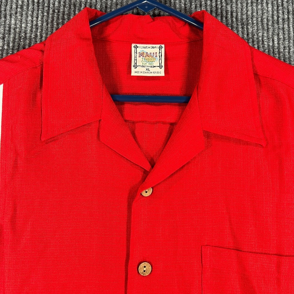 Maui Trading Co. Mens Shirt XL Extra Large Red Short Sleeve Button Hawaiian NWT